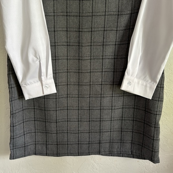 Allegra K Women's Peter Pan Collar Long Sleeve Shift Plaid Dress size Large #117 - Picture 2 of 5